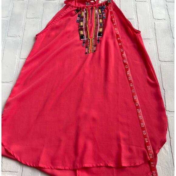 UMGEE Beaded Pink Adjustable Tie Back Slip Dress -sz M - Picture 4 of 6